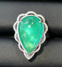 Load image into Gallery viewer, 18K White Gold Natural Emerald Ring with Diamonds ER077
