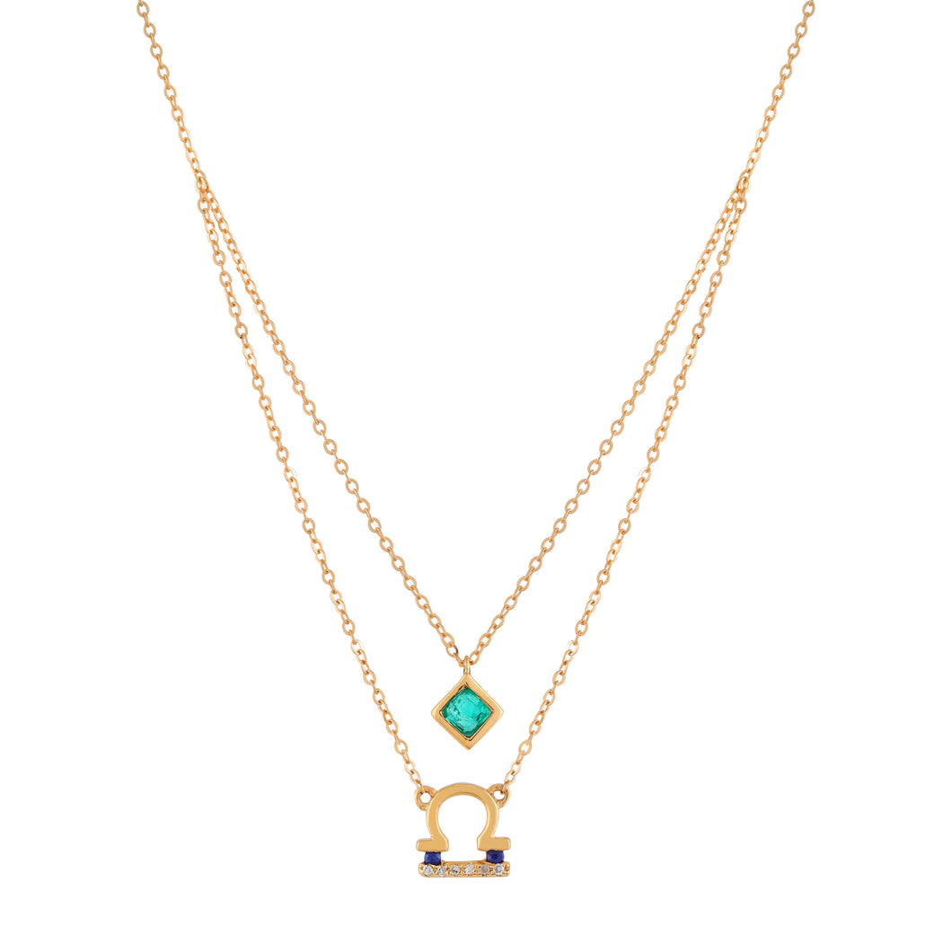 Emerald Zodiac Necklace 18K Gold