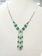 Load image into Gallery viewer, 18K White Gold Natural Emerald Necklace EN033
